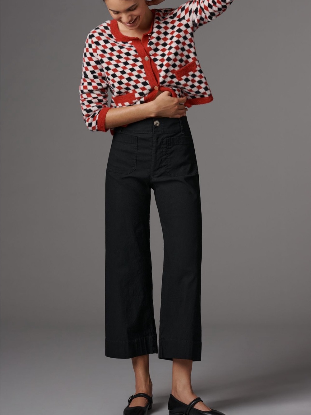 Anthropologie Maeve Colette Black Cropped Wide-Leg Jeans